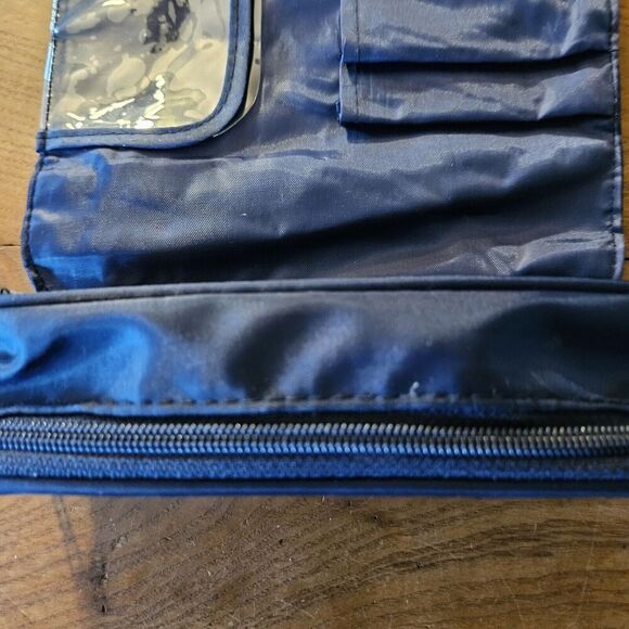 Navy Makeup Storage Bag Large Cap. Dustproof Foldable Organizer w/ Brush Slots - Picture 6 of 8